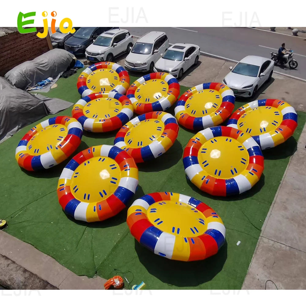 6-8 Person Inflatable Water Spinning UFO Towable Tube 10X10FT Heavy-Duty PVC Inflatable Towable Disco Boat for Water Sports