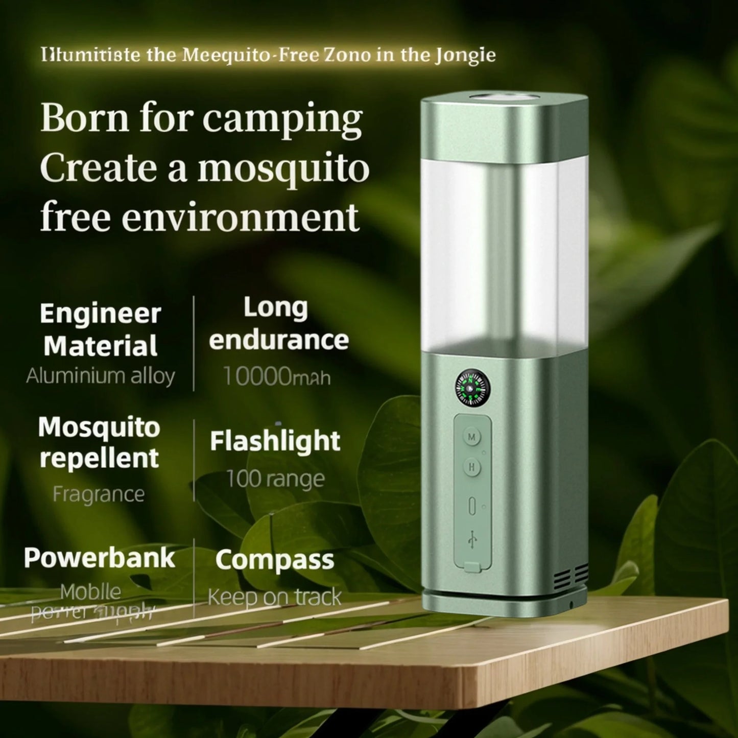 5-in-1 LED Camping Lantern with 4 Light Modes,Compass,Flashlight, for SOS Emergency, Home Use, Backyard,  IPX5 , Waterproof Tent
