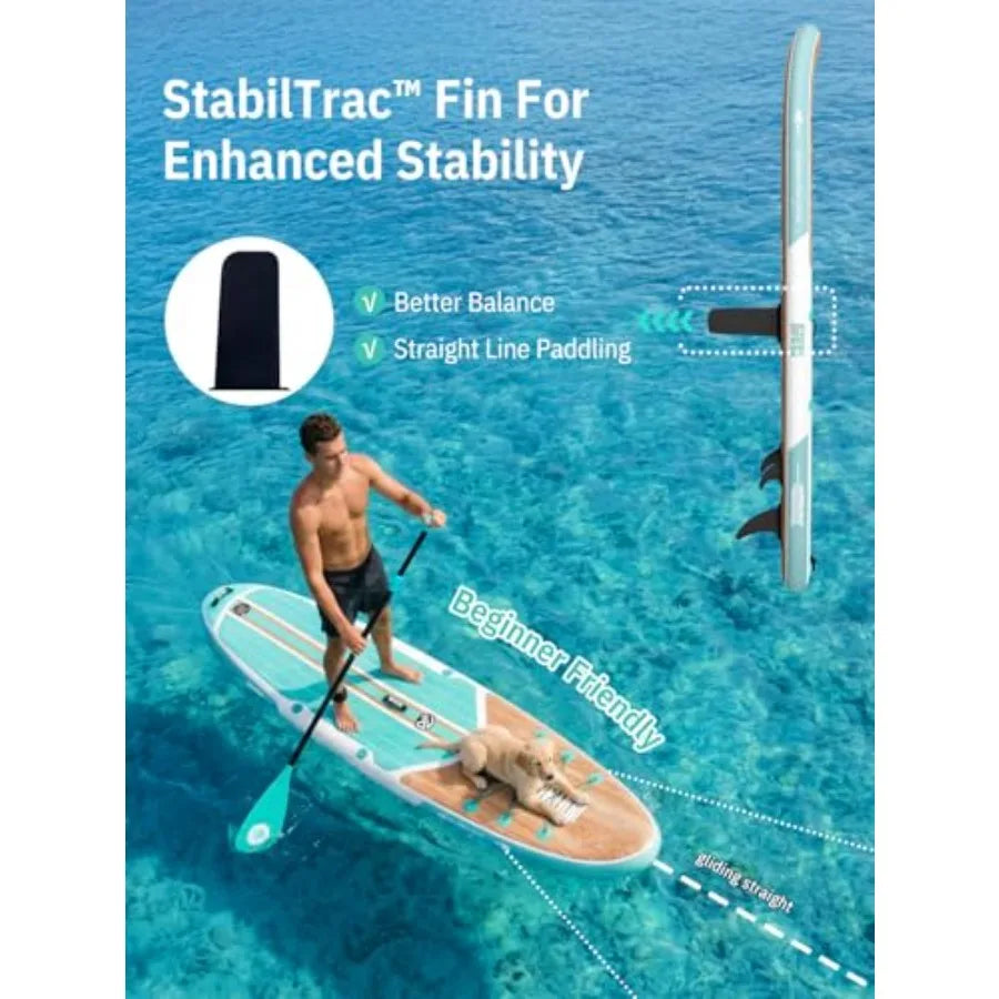 Inflatable Stand Up Paddle Board with SUP Accessories Anti-Slip EVA Deck 10'6'' Inflatable Paddle Boards for Adults Youth of Al