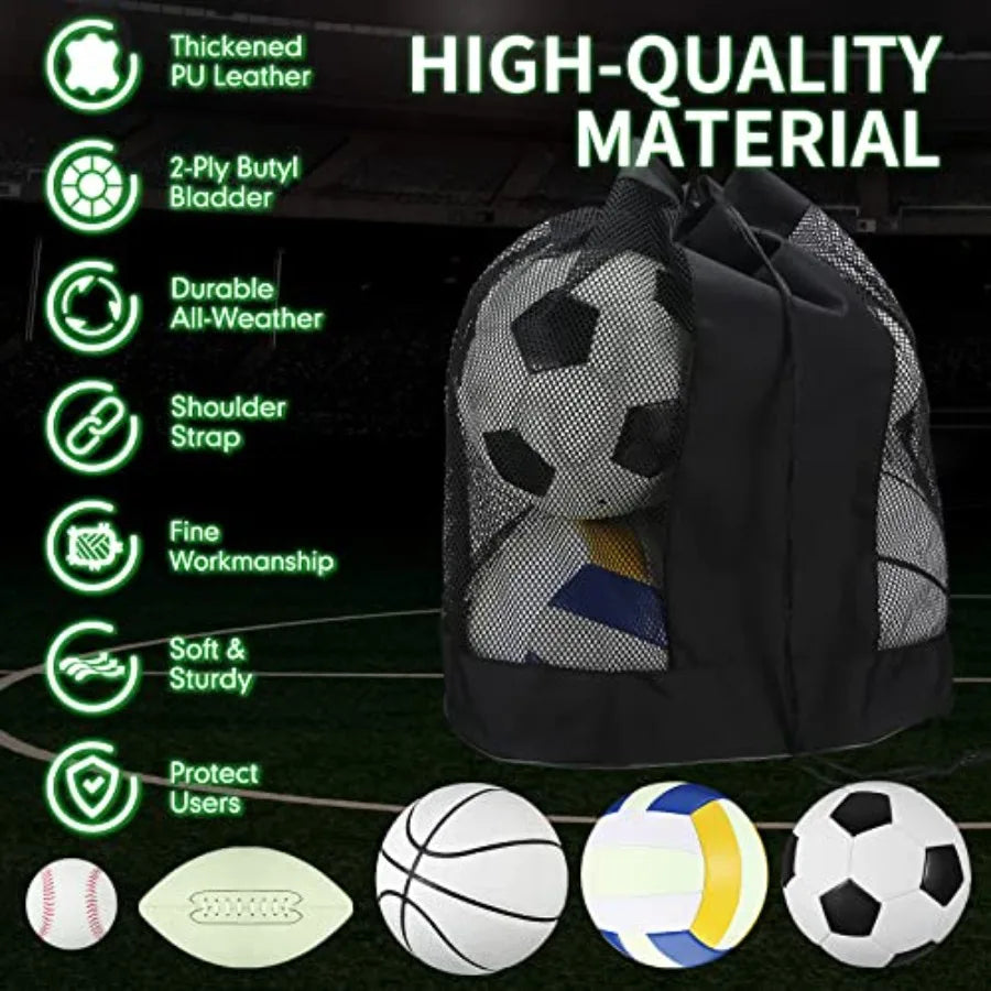 5 Pcs Glow in The Dark Sport Ball Set for Adult Youth Official Size Light up Volleyball Football Basketball Soccer Ball Basebal