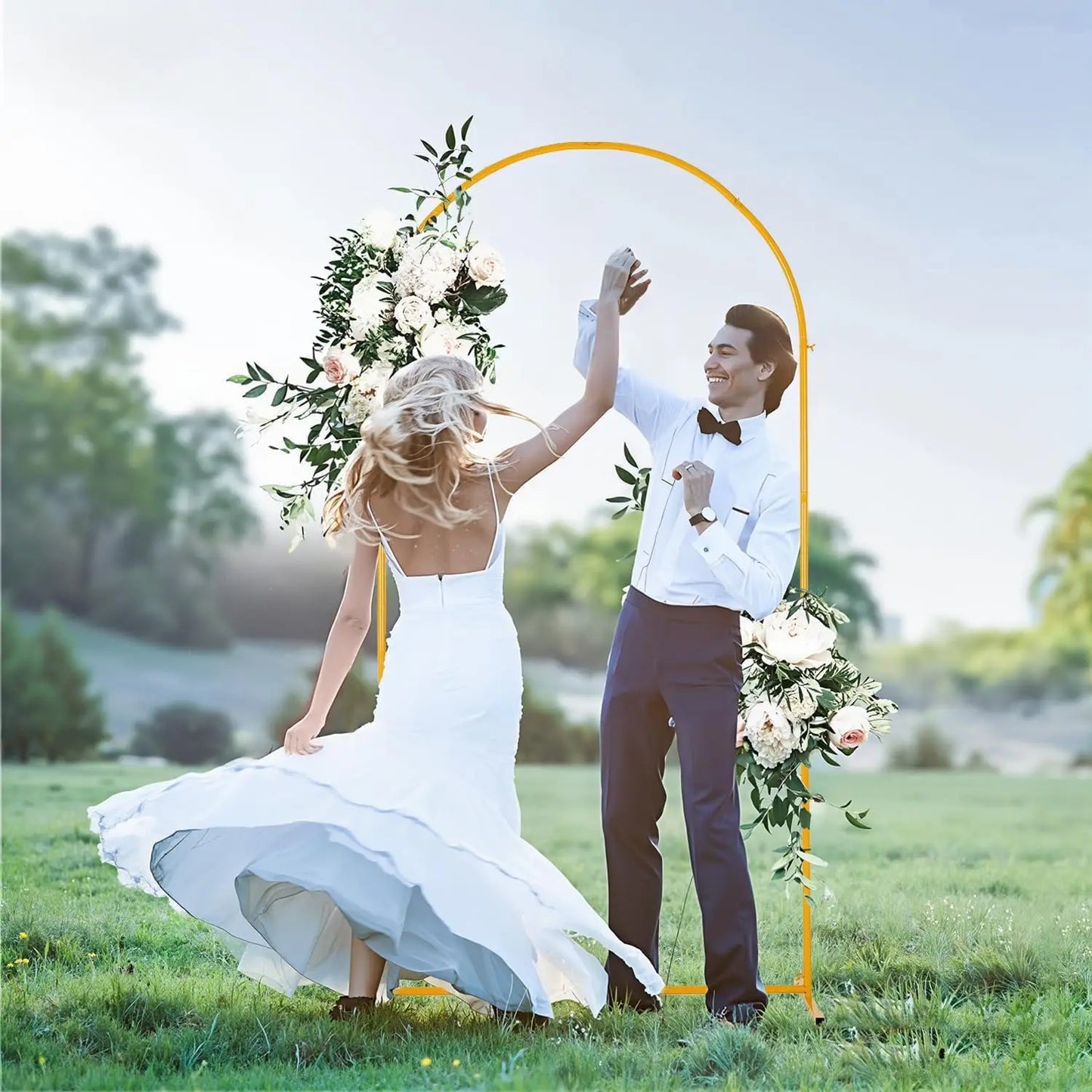 6.6 FT Wedding Arch Backdrop Stand for Parties Wedding Arches for Ceremony Metal Arch Backdrop Stand for Bridal Baby Showers