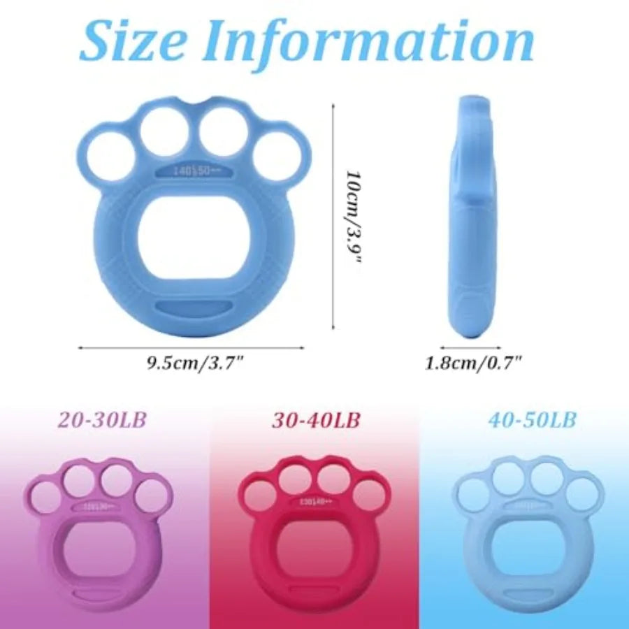 3 Pack Finger Exerciser Hand Grip Strengthener with 3 Resistance Levels 2050 lbs Ergonomic Silicone Design for Rehab Arthritis