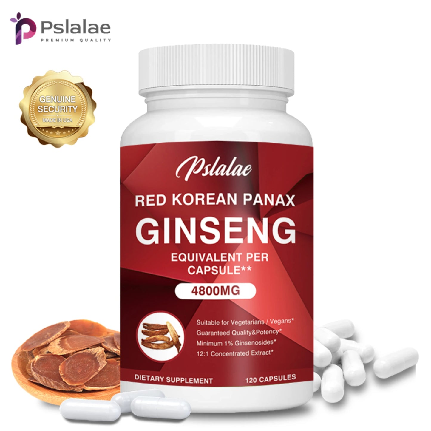 Korean Red Ginseng - Improves Energy, Focus, Performance, Endurance and Immunity - 120 Capsules