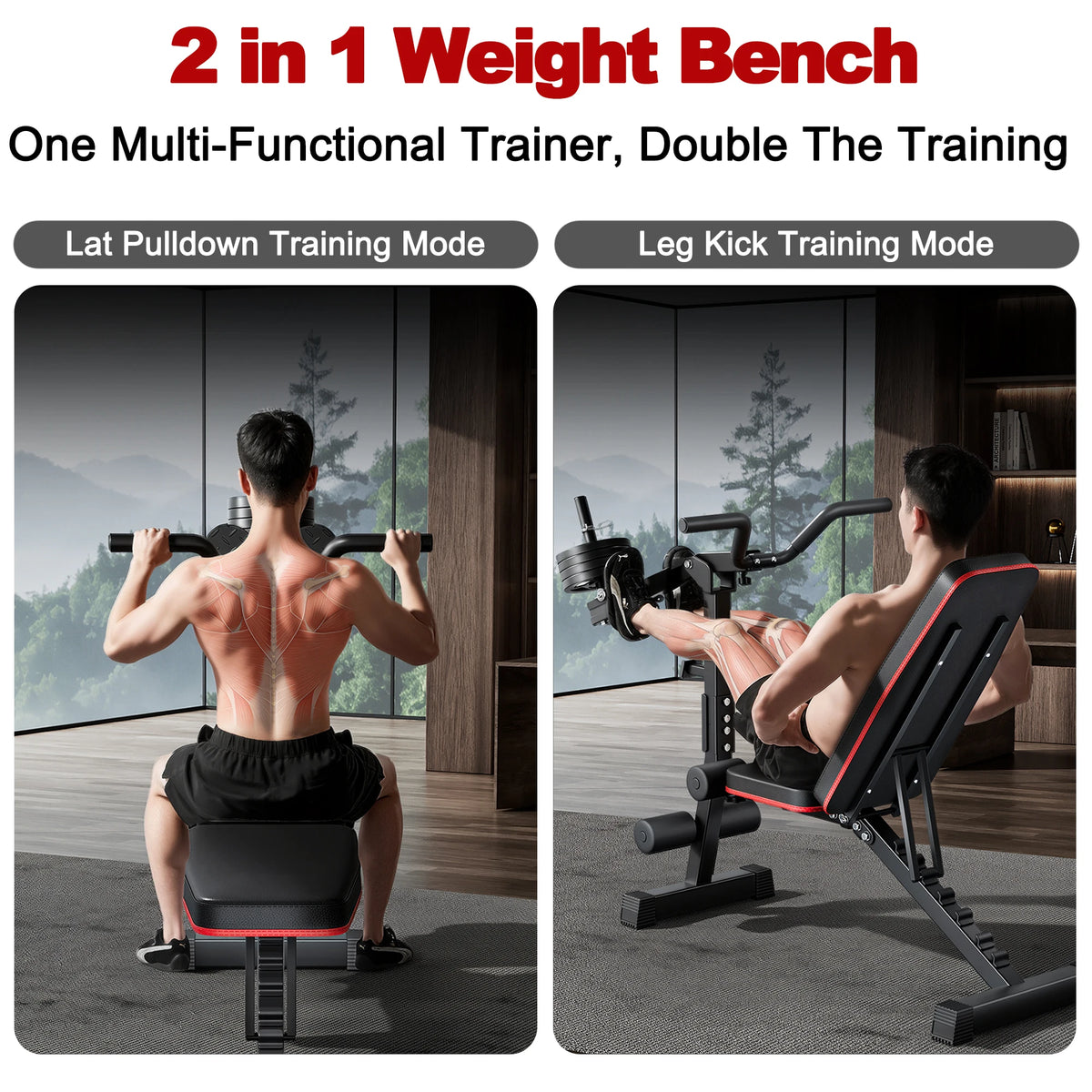 Adjustable Weight Bench for Home Gym with Lat Pulldown & Leg Developer, Upgraded Multi-Functional Workout Bench for Strength Training