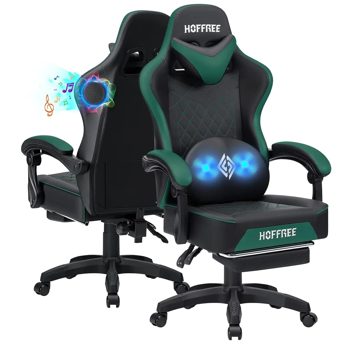 Gaming Chair Computer Chair with Speakers Massage Game Chairs with Footrest Bluetooth High Back Ergonomic Computer, Customized