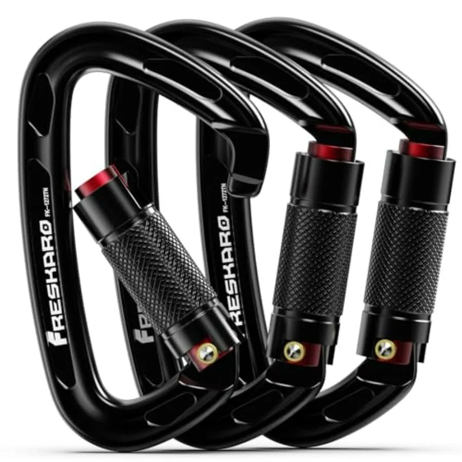 UIAA Certified 25KN Auto Locking Climbing Carabiner Clips, Twist Lock, and Heavy Duty Carabiners for Rock Climbing, Rappelling,