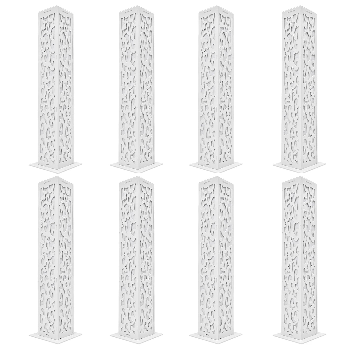 8Pcs Wedding Flower Columns 47 Inch Tall PVC Hollow Out Stand with LED Lights Cloud Pattern for Party Birthday Outdoor Decor