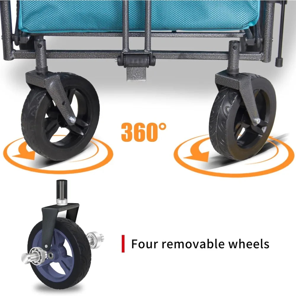 Foldable Trolley with Quick-release Wheels and 2 Seats; Heavy-duty Multi-purpose Trolley