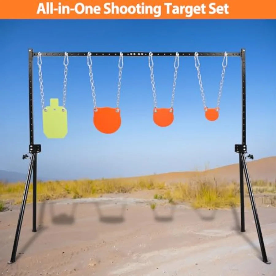 AR500 Steel Targets Stand Kit for Rifle and Pistol Training: 3 8 Thick 4 6 8 Gong Targets and 7x12 Torso Target with Adjustable