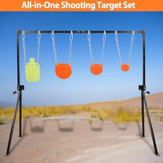 AR500 Steel Targets Stand Kit for Rifle and Pistol Training: 3 8 Thick 4 6 8 Gong Targets and 7x12 Torso Target with Adjustable