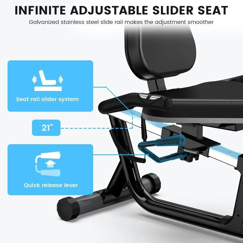 Heavy-Duty Recumbent Bike for Adults & Seniors: 400 lbs Capacity, 16 Gears, Adjustable Seat