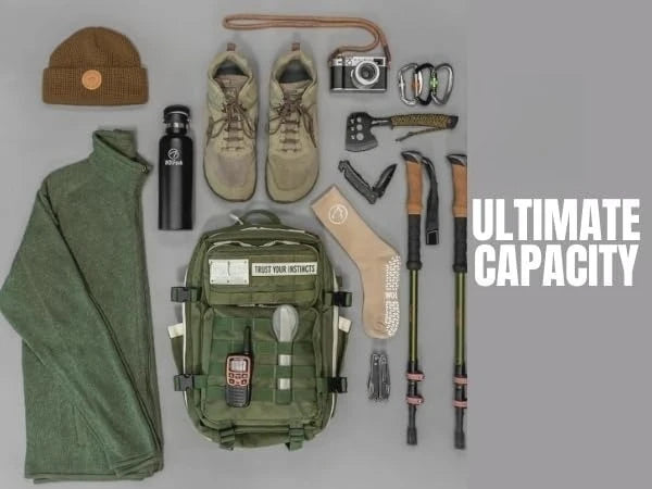35L Athletic Gym Backpack - Durable 1000D Waterproof Oxford Material with MOLLE Webbing, Laptop Pocket