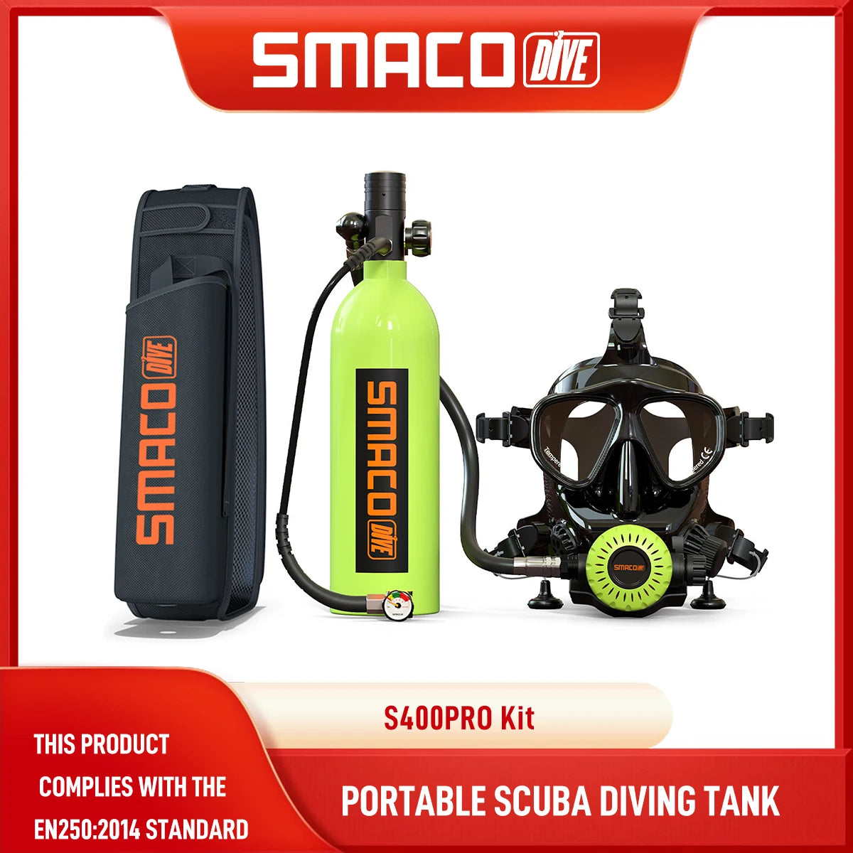 SMACO S400Pro Scuba Diving Equipment with Diving Mask Oxygen Tank Cylinder Underwater Breathing Device Portable Mini Scuba Tank