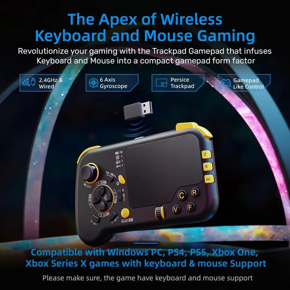2.4G Wireless Gaming Controller with Gyro, Touchpad, Keyboard, and Mouse for Xbox Series X|S, One, PS5, PS4, Steam, PC Windows 1
