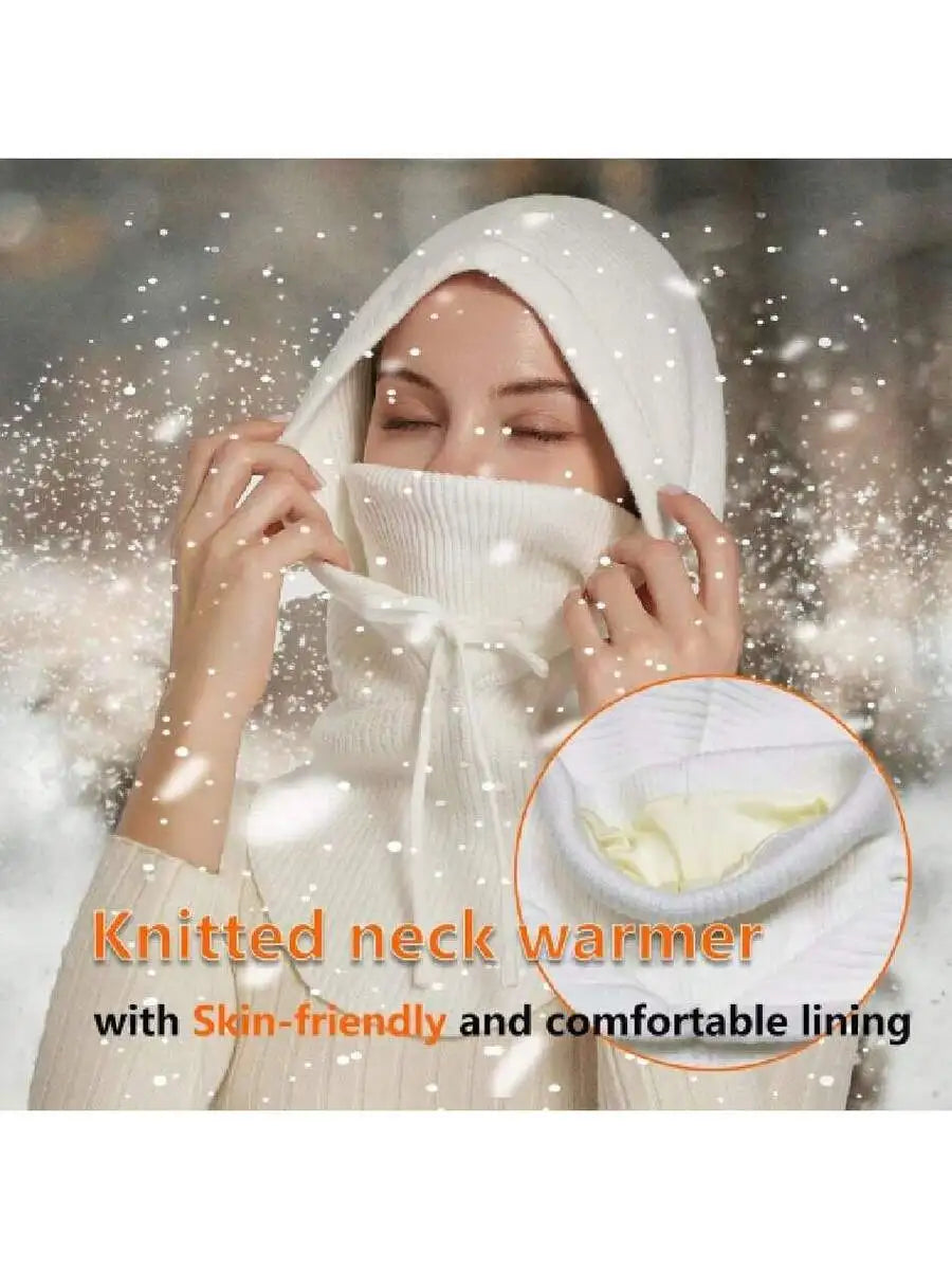 Knit Balaclava Winter Hat Face Mask Neck Warmer For Adults Warm Ski Hood
