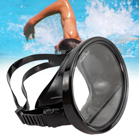 Oval Diving Mask Spearfishing Mask Tempered Glass Lens Single Lens Scuba Mask Anti-Fog Scuba Goggles for Underwater Adventures