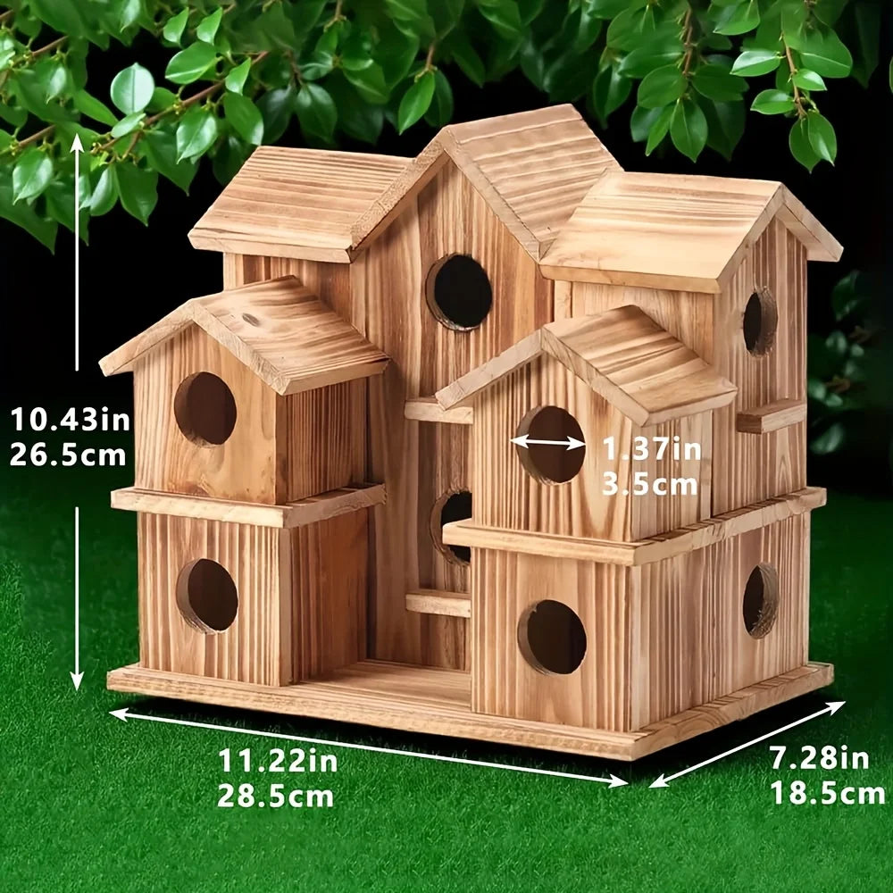 Big Bird Houses for Outside with 10 Rooms - Natural Appeal Designed for Bluebirds Finches Hummingbirds Cardinals for Patio Garde