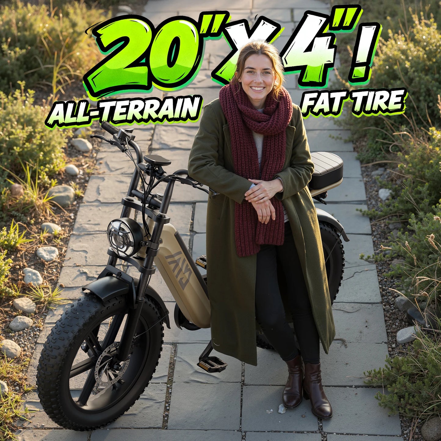 TST R00C 1500W Electric Bike, 48V 15Ah, 28 MPH, 60 Miles Range, 20" Fat Tires, Rear Seat