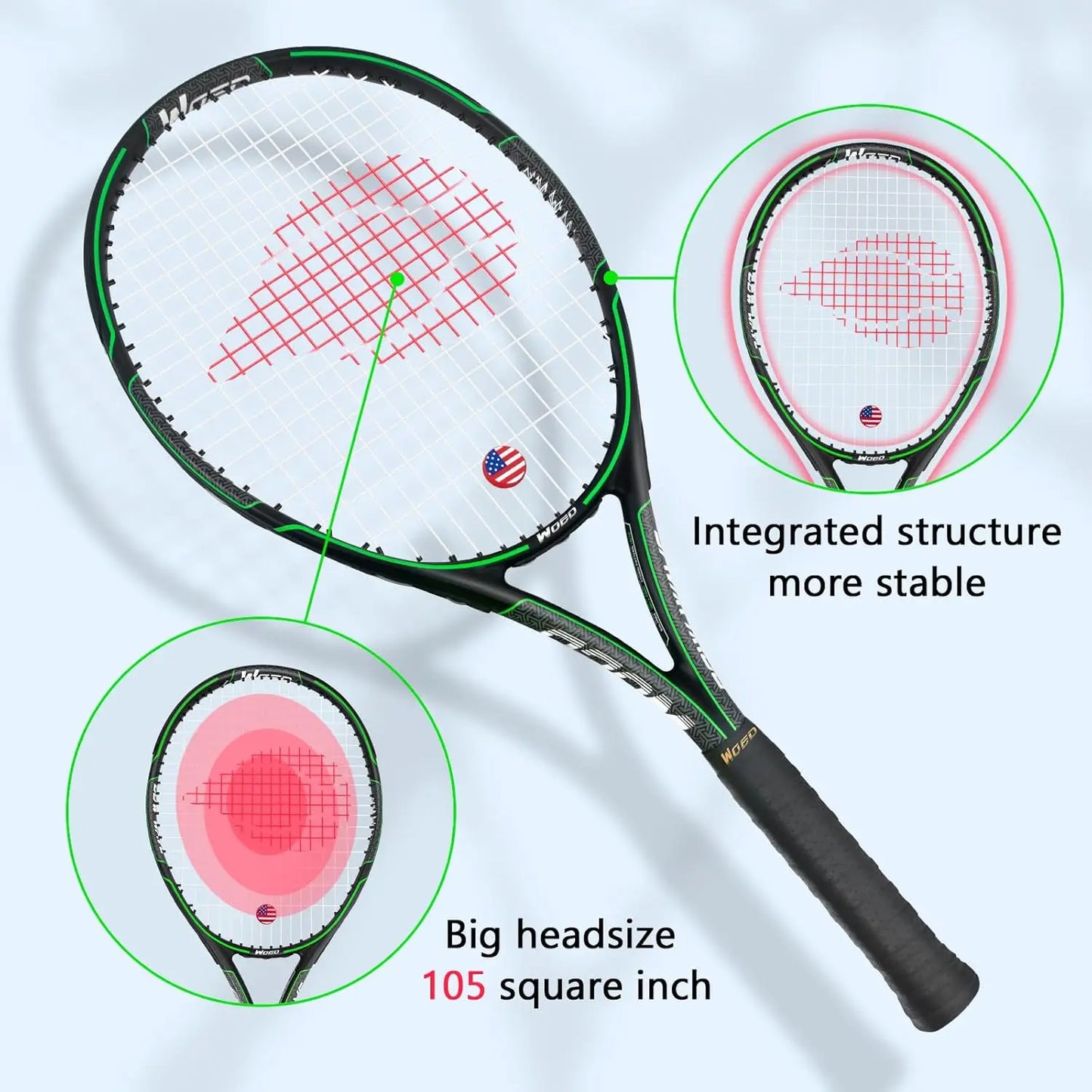 Adult 2 Player Tennis Racket for Beginners and Pros, 27-Inch Speed Racquet with Overgrips, Bag, Dampener, Covers