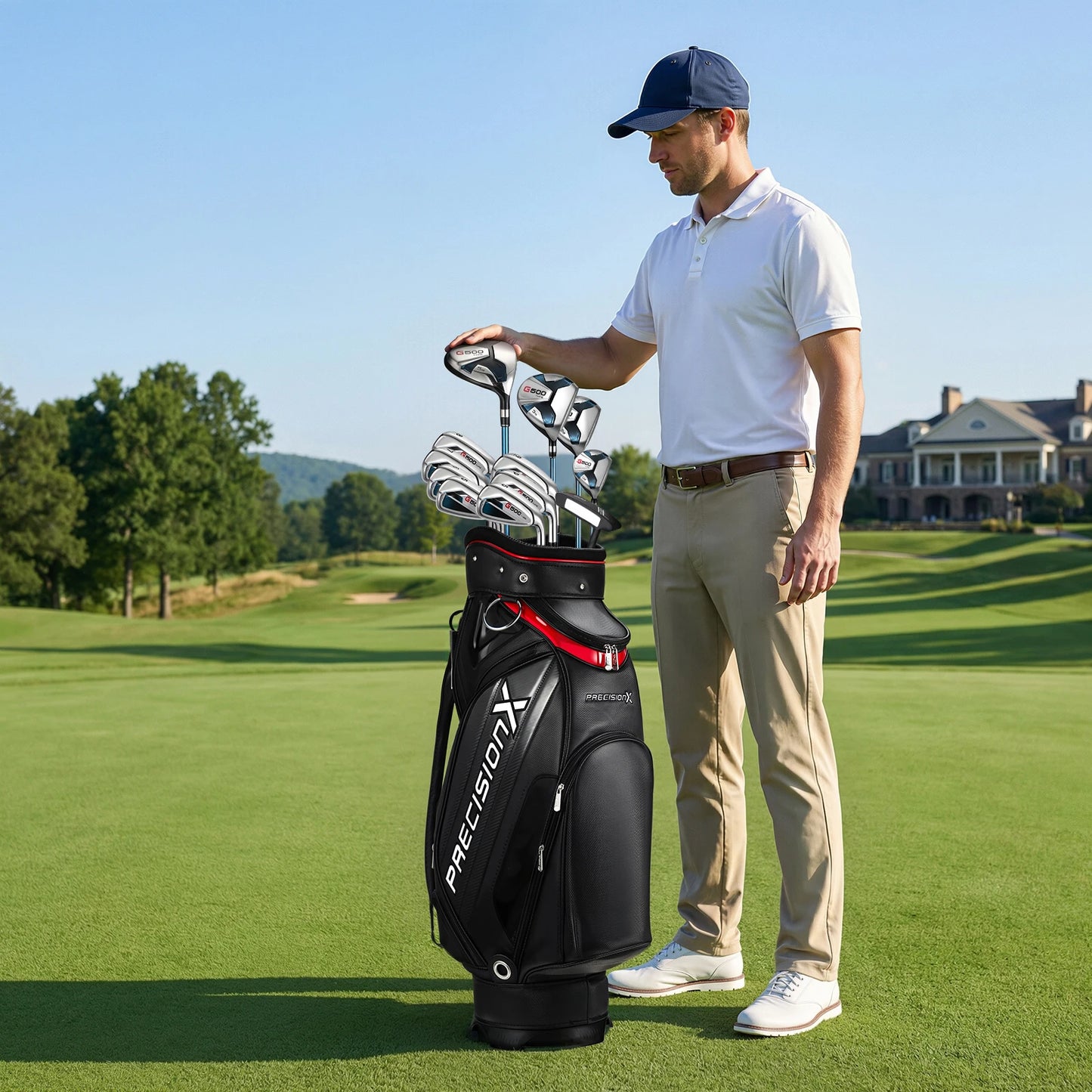 1 Set Men's Golf Club Set (3 Wooden Clubs, 1 Hybrid Club, 6 Iron Clubs, 1 Pitching Wedge, 1 Putter), Including Golf Bag And 5 Club Covers, Specially Designed for Right-handed Golfers | Suitable for Beginners And Intermediate