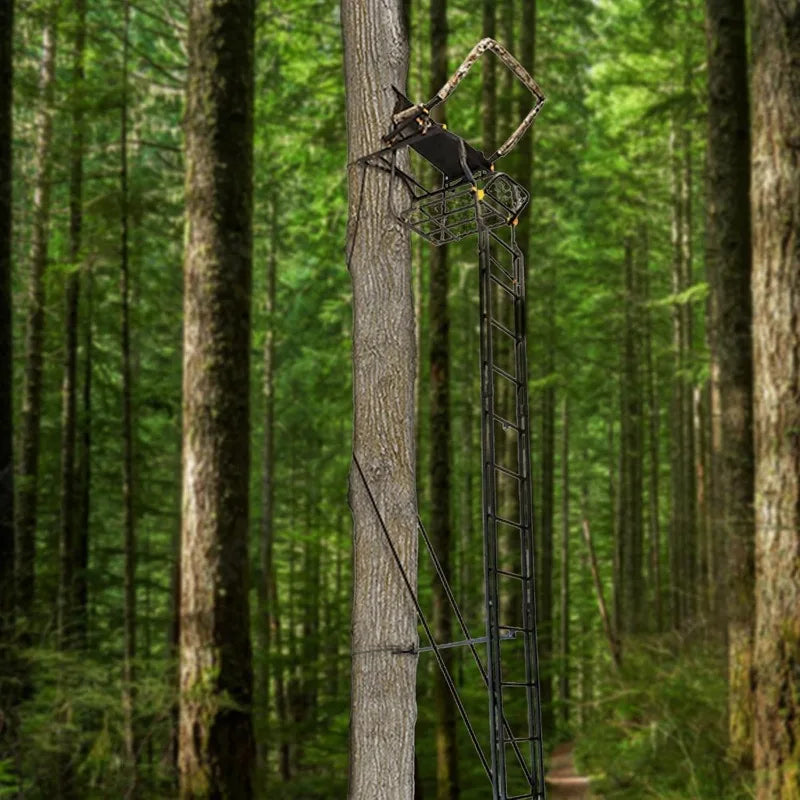 MUDDY 1-Person Huntsman Deluxe Steel Ladder Tree Stand, 17 ft Tall, 300 lb Capacity - Heavy-Duty Hunting Treestand