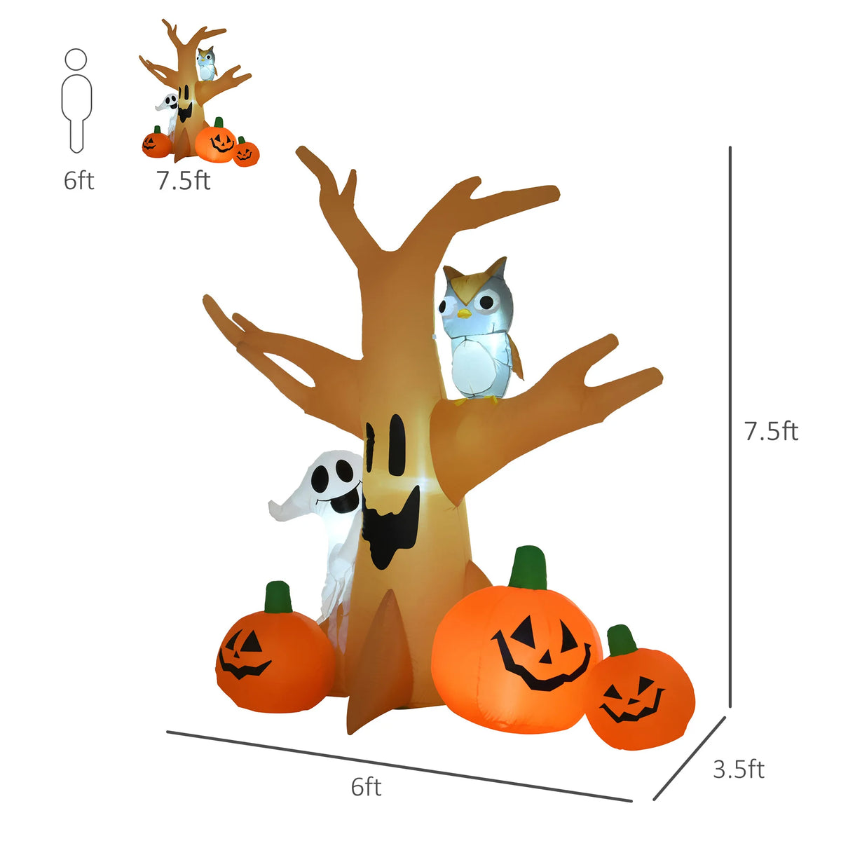 7.5ft Cute Decorative Outdoor Halloween Inflatable Horror Haunted House Tree-Shaped Ornament