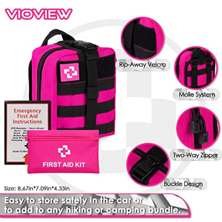Emergency Survival Kit and First Aid Kit Self Defense Kit Safety Kit Survival Gear and Equipment with Tactical Molle Pouch and