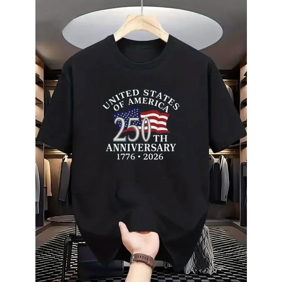 【New Arrival】Men's USA 250th Anniversary 1776-2026 American Flag Graphic T-Shirt Patriotic Tee