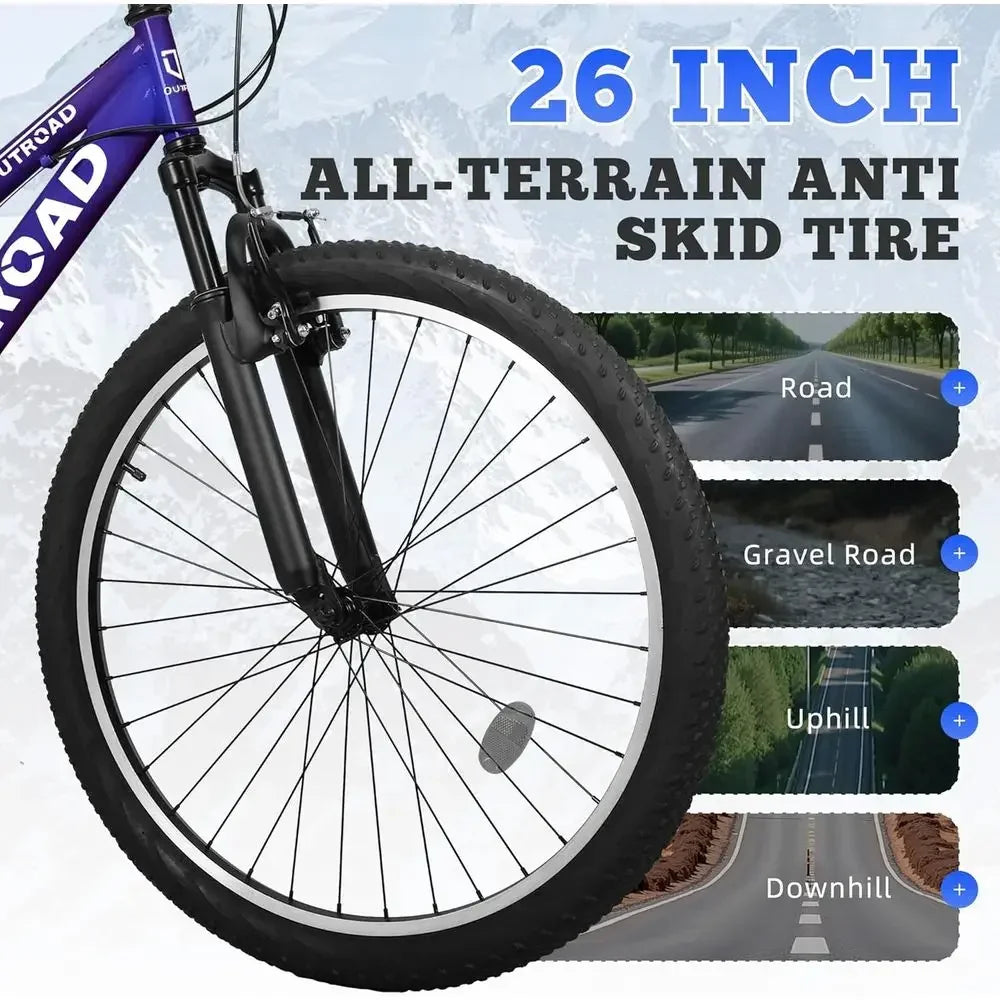 26 Dual Suspension Mountain Bike - 7-Speed Steel Frame for Men & Women