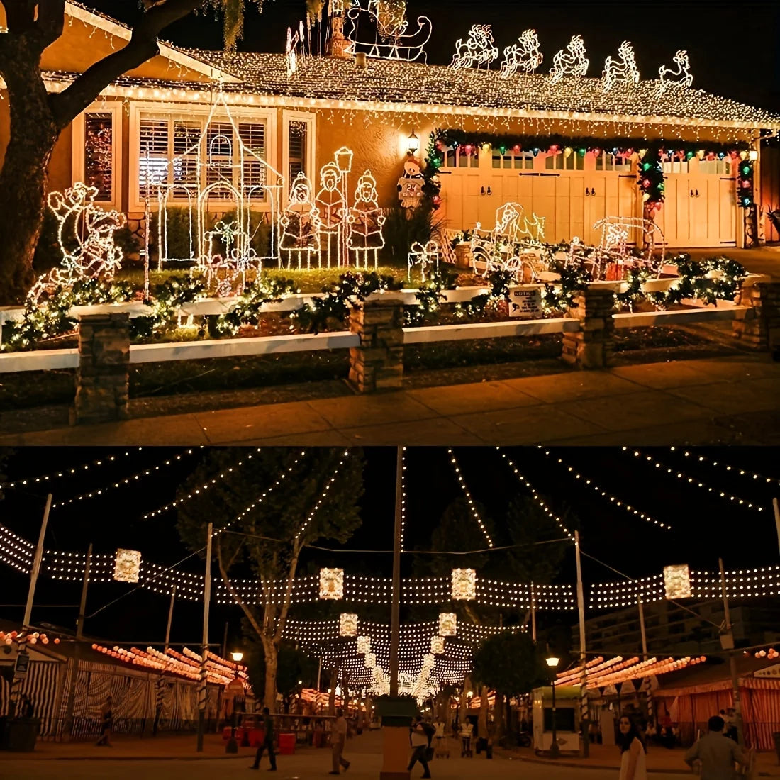 4Pcs 160ft Solar String Lights - 400Pcs Led Outdoor Fairy Lights, 8 Modes, Waterproof for Garden, Terrace, Tree Decoration - Great for Christmas, Weddings and Party (Warm Light) Ip44