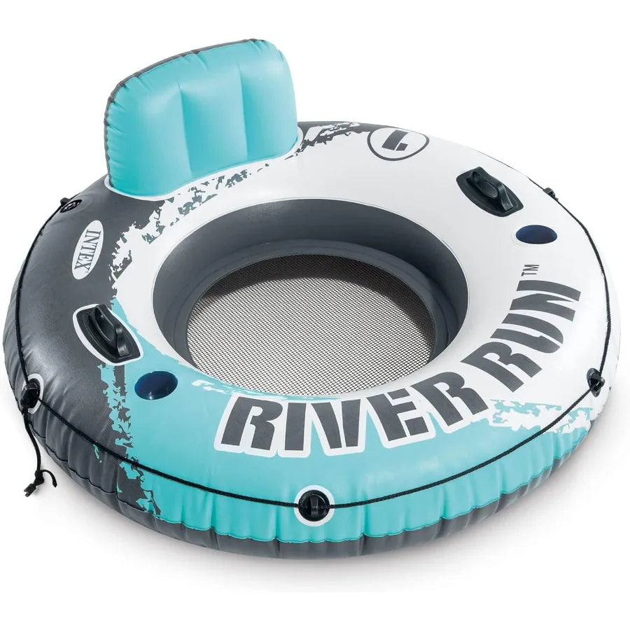 River Run 1 53 Inflatable Floating Tube for Lake Pool Ocean Raft Durable PVC Material Blue Color Lightweight and Easy to Inflat