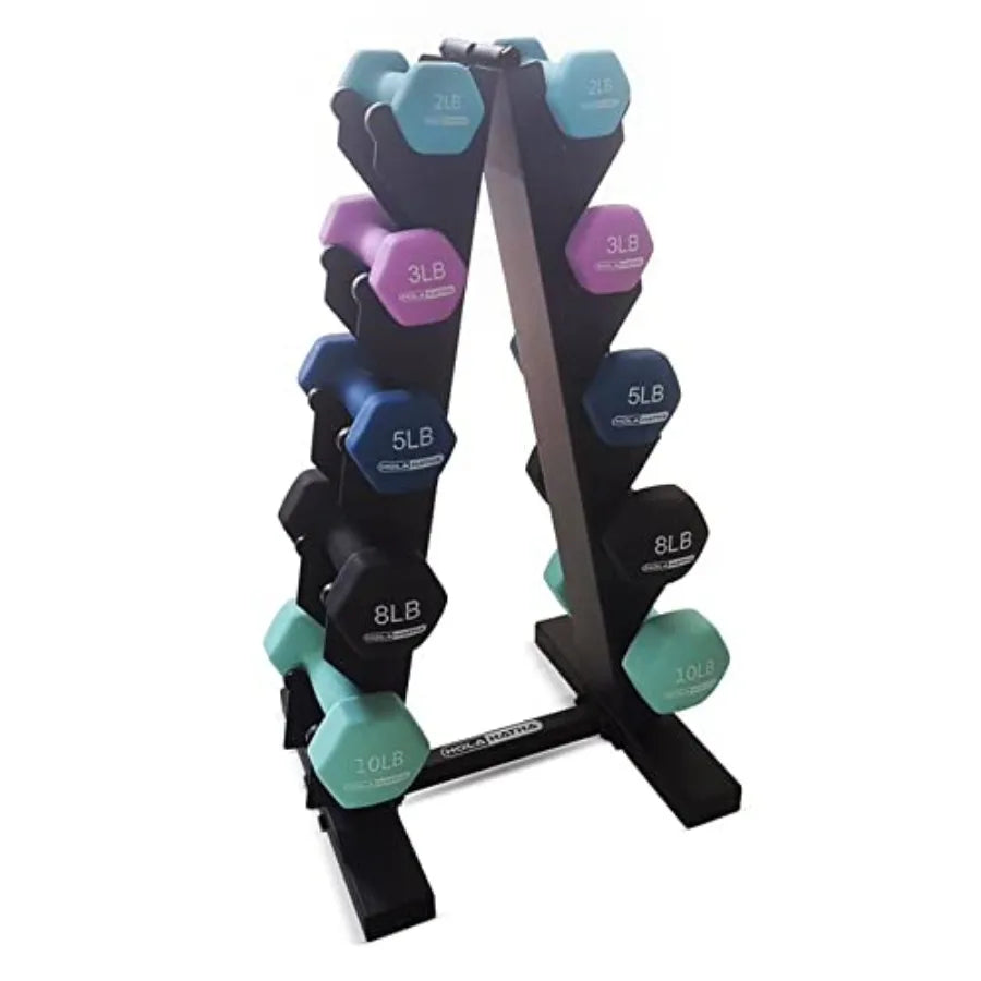 1, 2 and 3 lb Neoprene Dumbbell Strength Training Weight Set with Rack