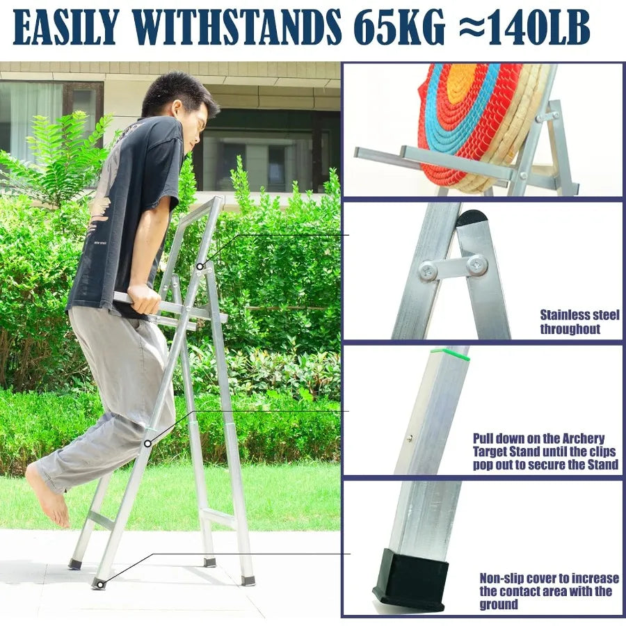 Foldable Metal Archery Target Stand for Backyard Use Durable Straw and Point Bag Target Holder with Easy Carry Design for Outdo