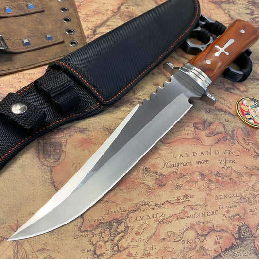 A survival knife suitable for daily carry, applicable to outdoor camping, combat and hunting.