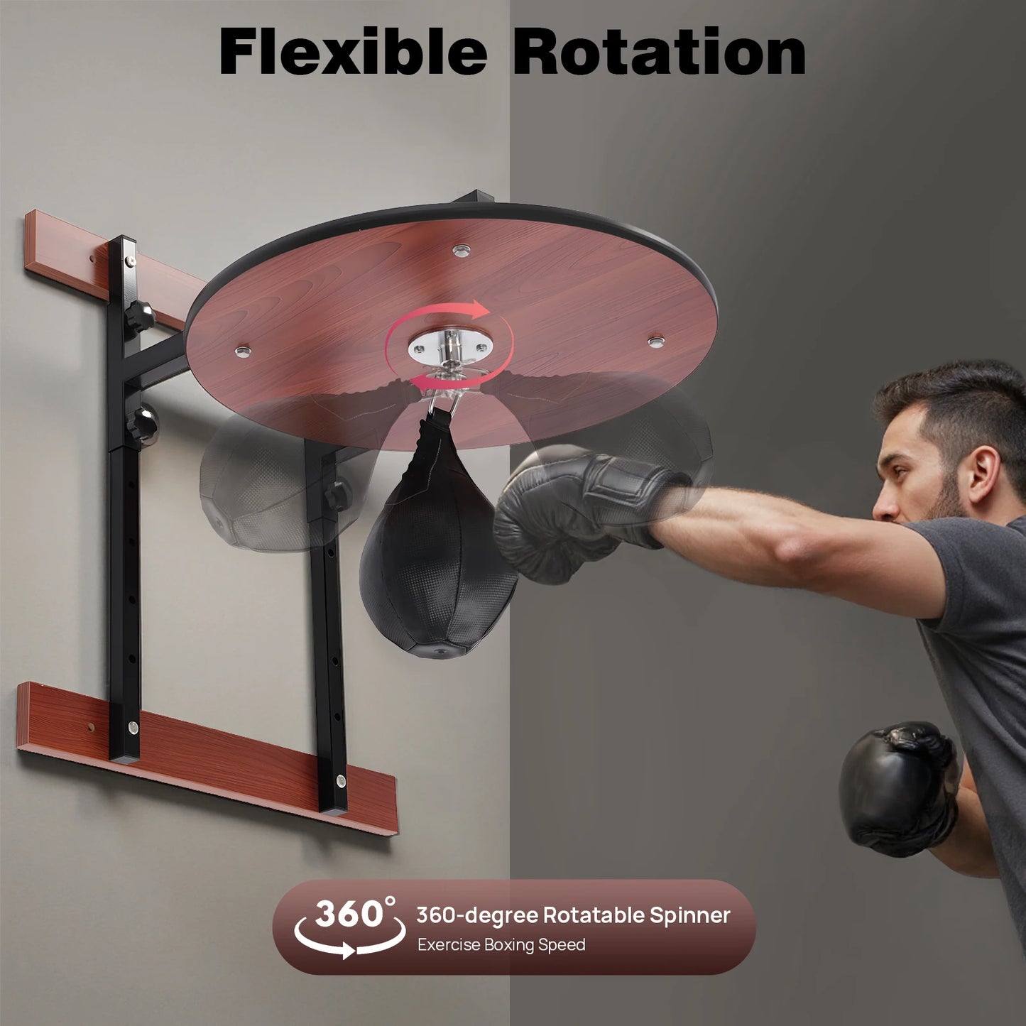 Speed Bag Boxing Height Adjustable Boxing Training Equipment with 360° Rotatable Speed Bag Wall Mounted Punching Bag Boxing Set