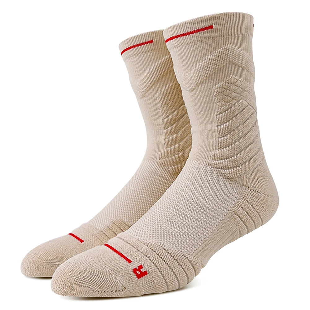 Men Sports Socks Basketball Socks Terry Sole Athletic Running Socks Non Slip Comfy Trekking Socks Breathable for Teen Boys