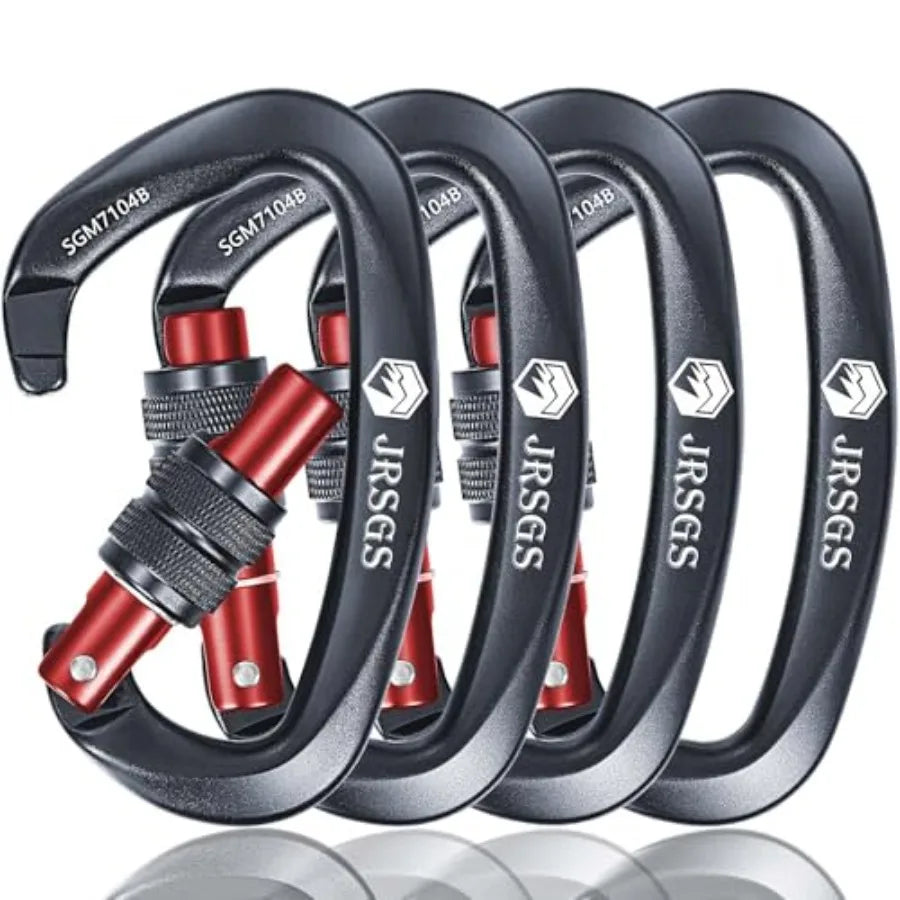 25KN Locking Climbing Carabiner Clips, UlAA Certified Rockclimbing Carabiner, Heavy Duty Carabiners Equipment, Large SizeCarabi
