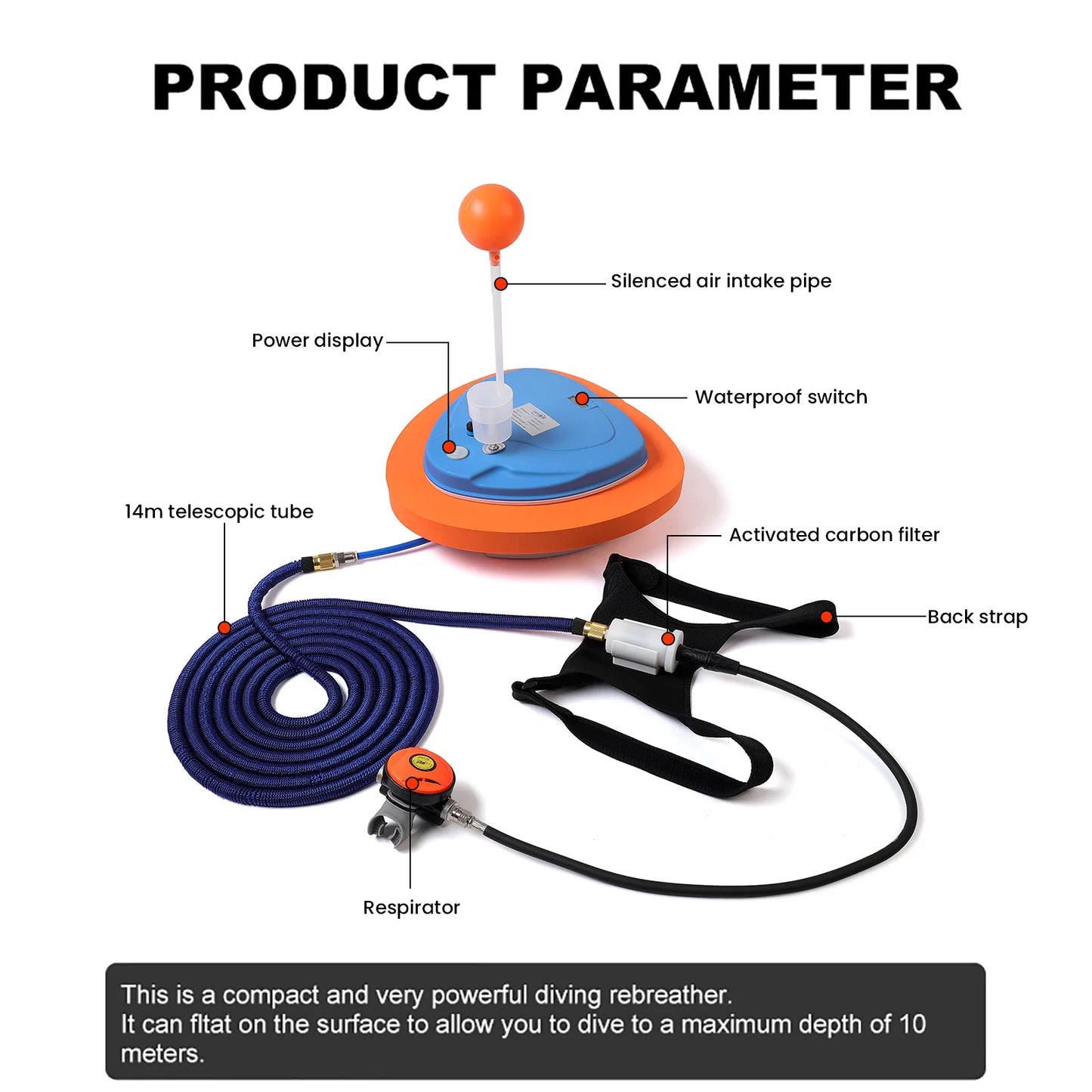 TUXING Scuba Diving Snorkel Equipment Diving Mobile Ventilator Tankless Waterproof Recharer Snorkel Diving Time 3.5-5H Depth 10m