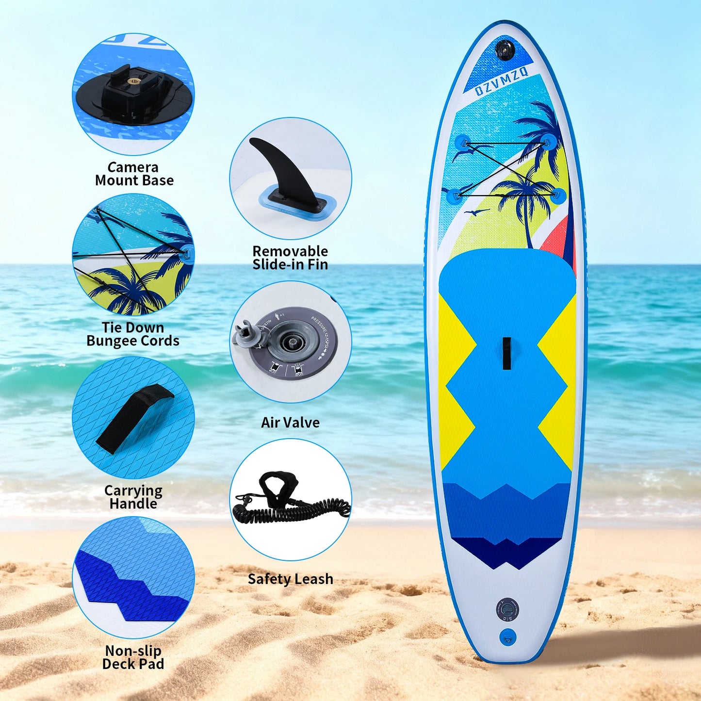 10ft Inflatable Stand Up Paddle Board with Premium Accessories,Portable SUP Paddleboard Adults & Youth of All Skill Levels