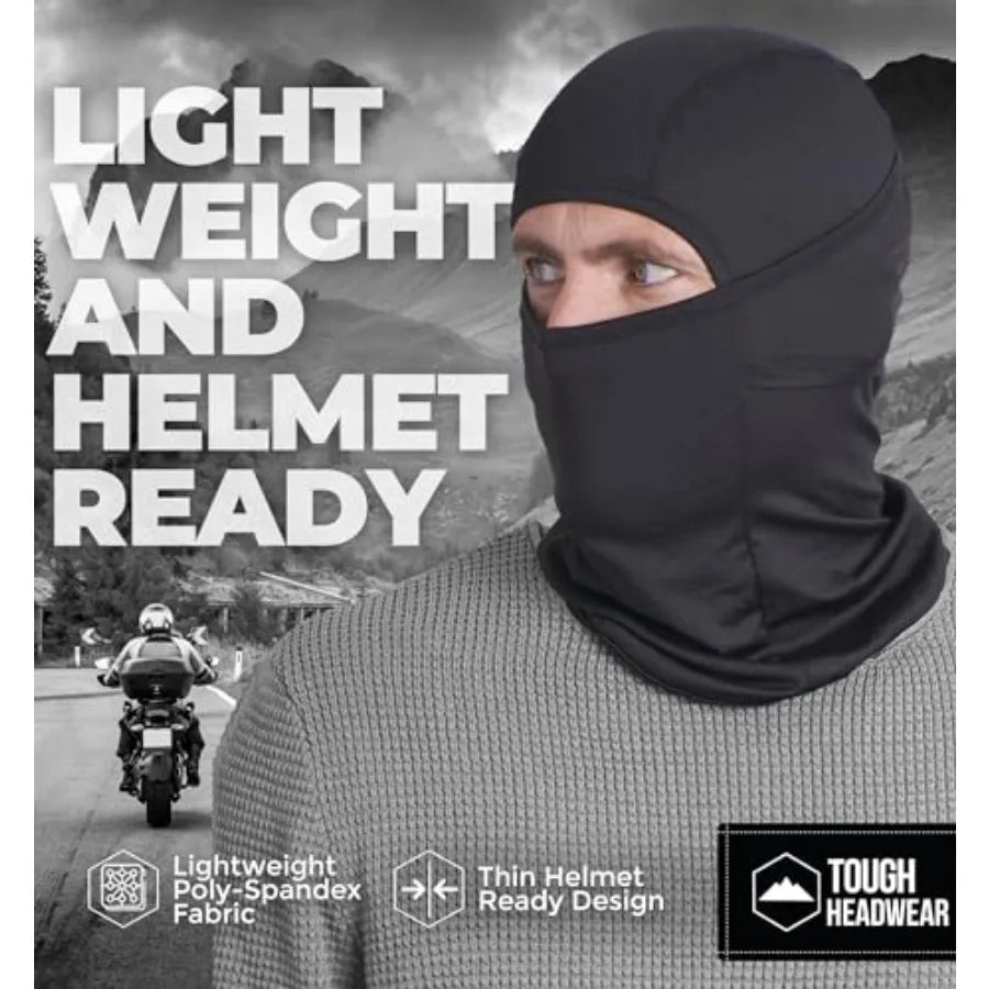 Tough Headwear Balaclava Ski Mask - Breathable Face Mask for Men - Flexible Hinge Full Face Cover - Windproof Motorcycle Gear
