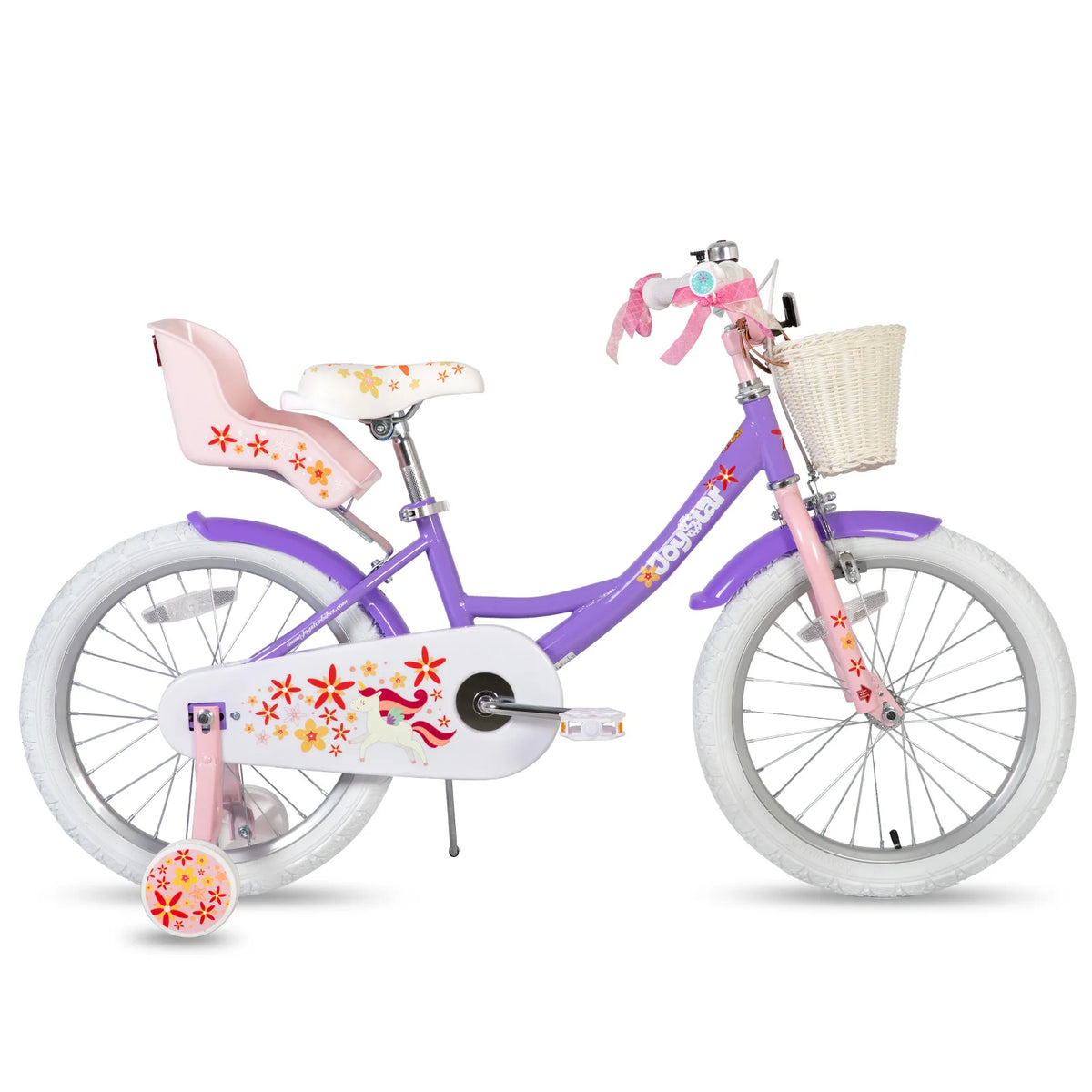 JOYSTAR Unicorn Girls Bike for Kids Ages 2-9,Kids Bike with Training Wheels, Streamers, Basket and Doll Seat