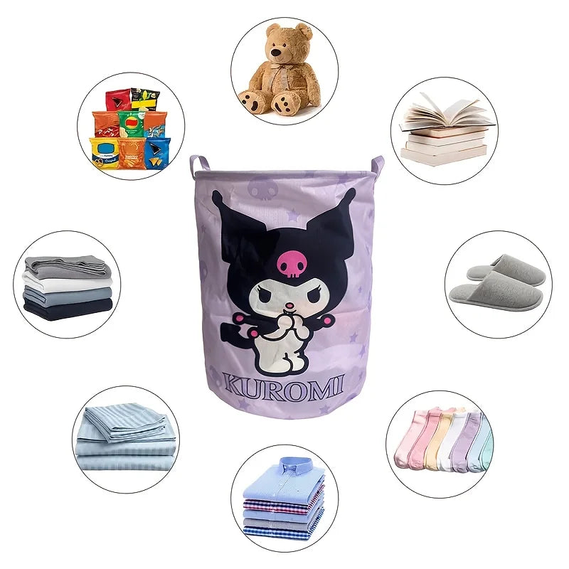 Sanrio Laundry Basket - Cartoon Folding Storage Basket, Sturdy Handle, Portable, Can Store Dirty Clothes and Toys, Durable