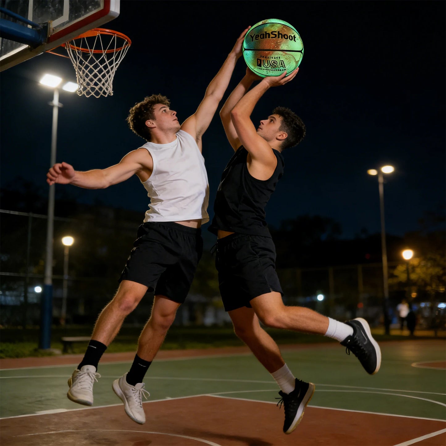 Glow in The Dark Basketball, Glowing Leather Luminous Basketball Ball Gift for Youth, Men, Women, Indoor-Outdoor Night Game