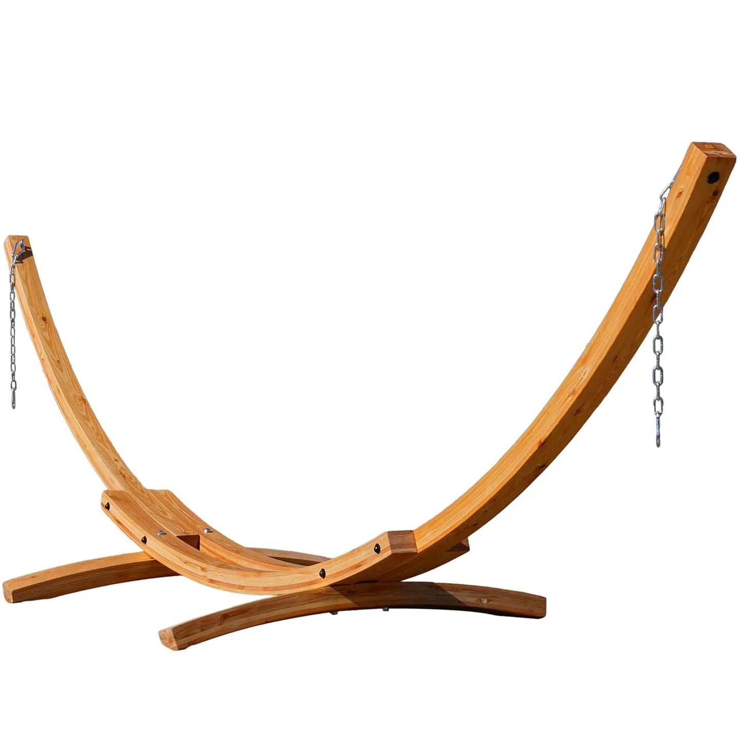 13 FT Outdoor Arc Wood Hammock Stand, 2 Person Hard Pine Wood Hammock Stand with Carabiners and Chains for Outdoor, Customized