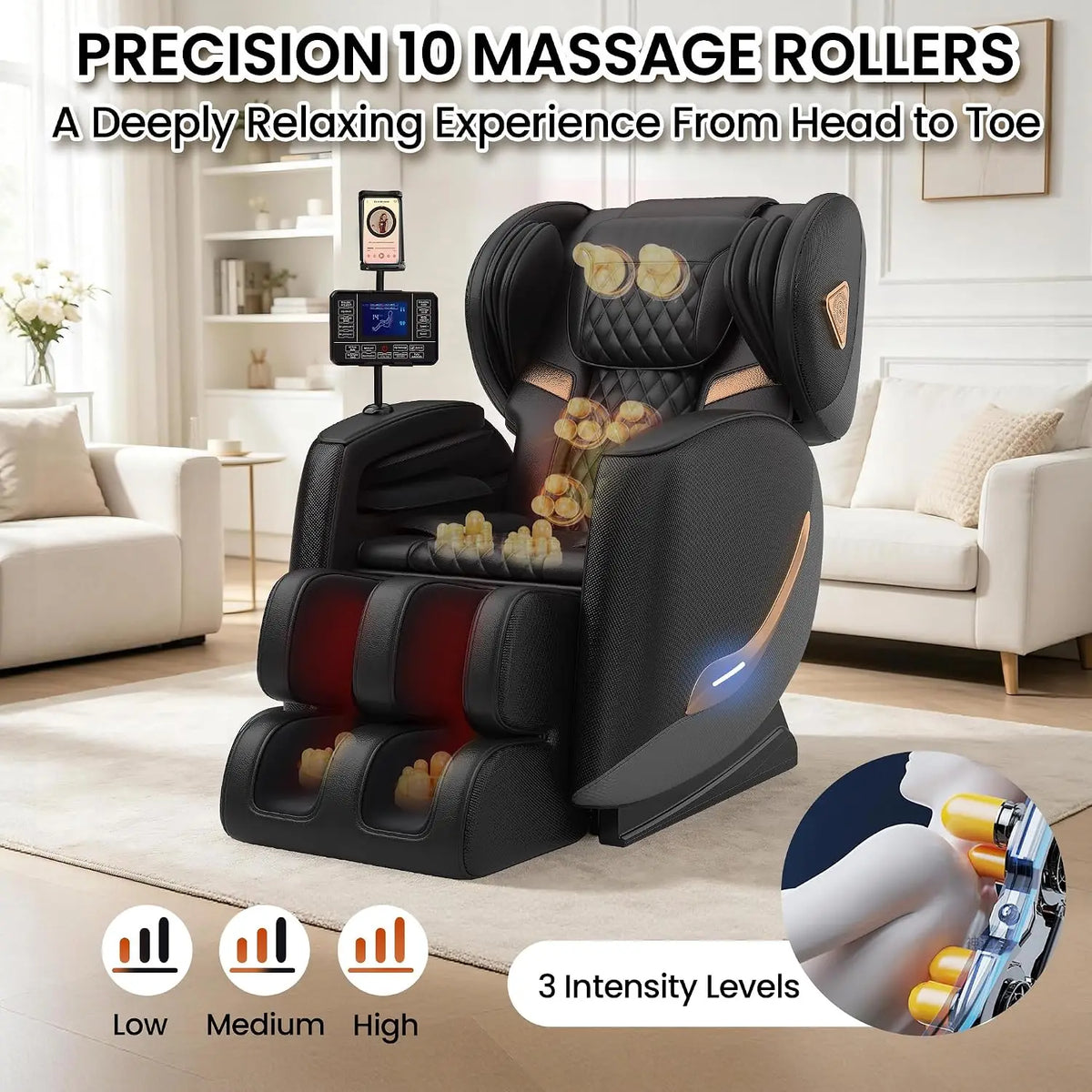 Massage Chair Full Body and Recliner, Zero Gravity Massage Chairs, 10 Fix Rollers, Airbags, Heating, Foot Massage,, Customized
