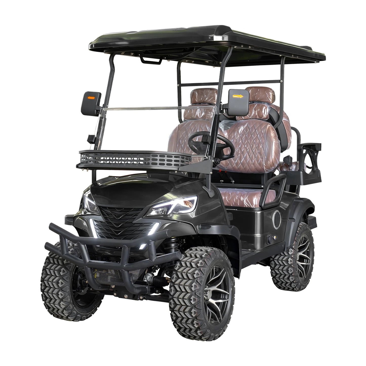 4P 60V Electric Golf Cart with 5KW Motor 25 MPH Top Speed 44 Miles Range Advanced Suspension, RearFront Storage Free Shipping