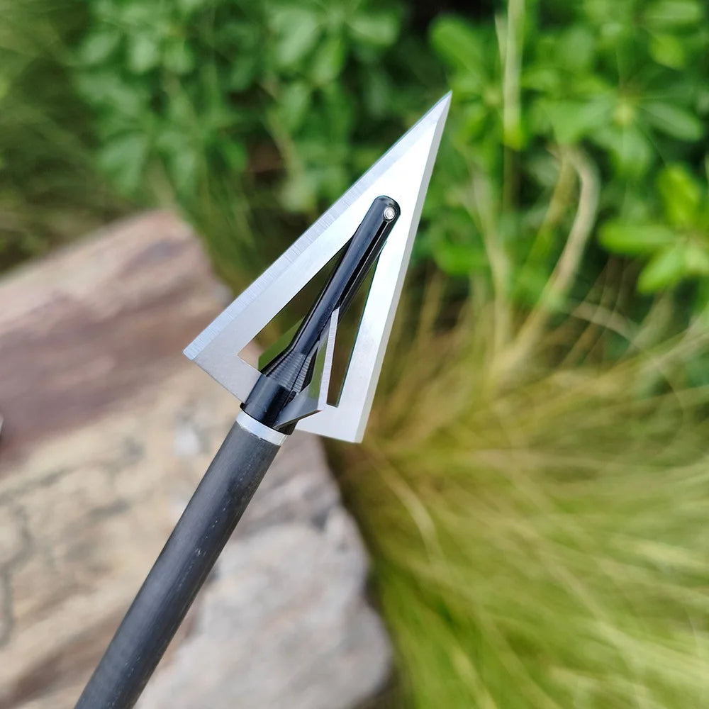 Archery Broadheads 12pcs 120grain Screw-in Aluminum Steel Arrowheads Durable Sharp Blade Tips for DIY Arrow Shaft Compound Recurve Bow Hunting Shooting Target Practice Outdoor Sports Accessories