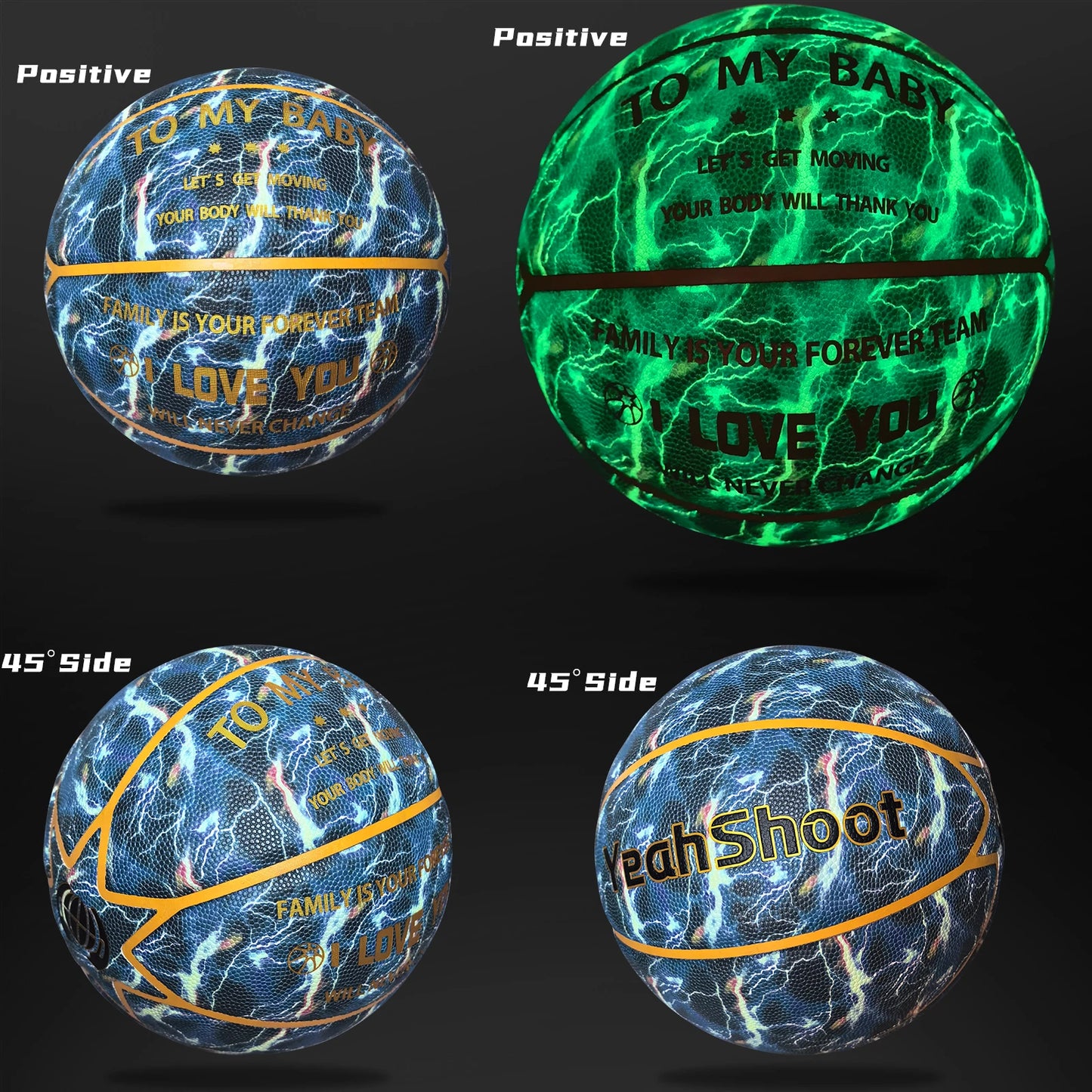 Glow in The Dark Basketball, Glowing Leather Luminous Basketball Ball Gift for Youth, Men, Women, Indoor-Outdoor Night Game