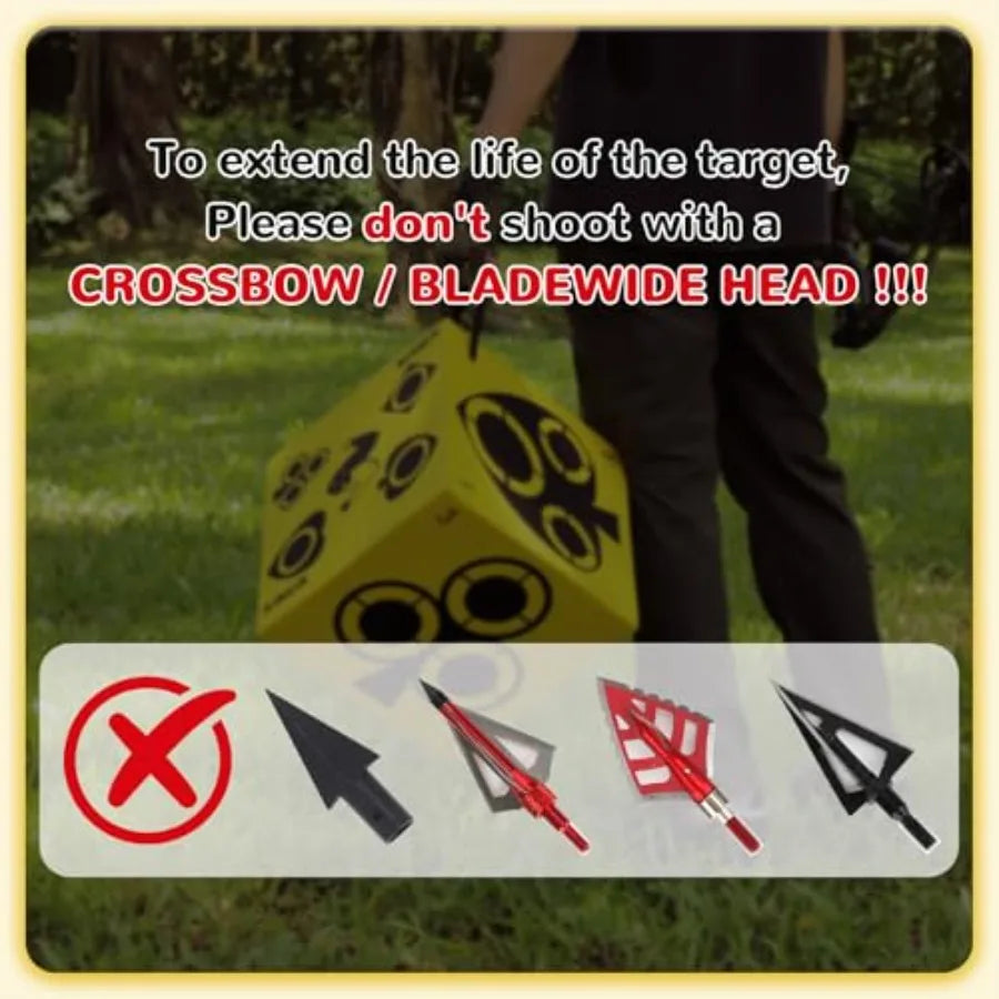 Archery Target 6 Side Foam Archery Target Block with Carry Handle Easy Arrow Removal Lightweight Poker Archery Targets for Back